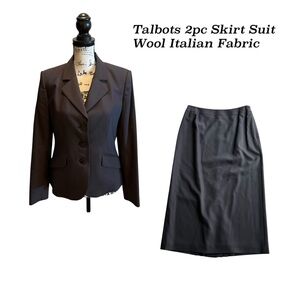Talbots Wool 2pc Skirt Size 4 Suit Set Blazer Jacket Size 6 Gray NWT Italian
